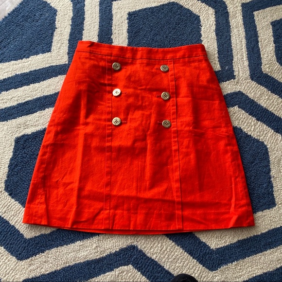 🧡 J.CREW MARINE ORANGE HIGH WAIST LINEN SKIRT! - Picture 5 of 10
